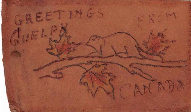 Guelph Ontario Canada Greetings Novelty Leather Antique Postcard J75032