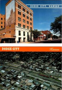 2~4X6 ca1990's Postcards Dodge City, KS Kansas STREET SCENE~Stores & AERIAL VIEW