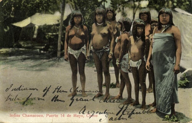 argentina, CHACO, Indias Chamacoco, Group Nude Indian Women (1907) Postcard