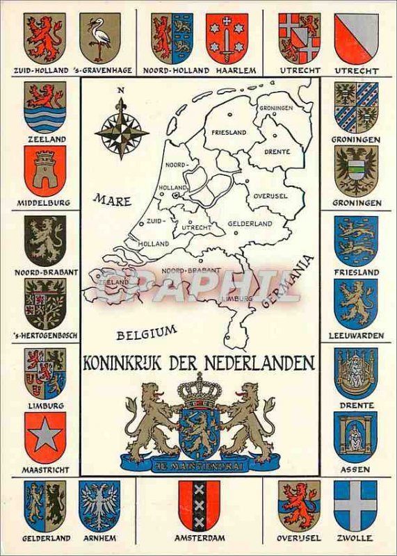 Postcard Modern Arms of the eleven provinces of the Netherlands