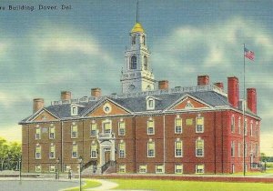 CM-086 DE Dover Legislature Building Linen Postcard Exterior Delaware Tichnor