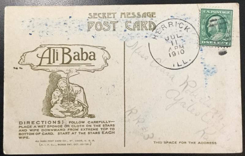 Postcard Used “Ali Baba.” Secret message!  IL LB