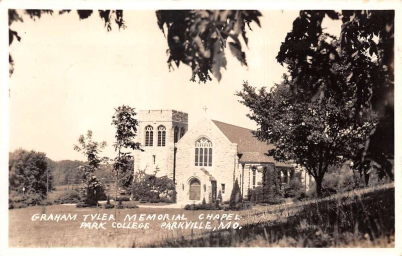 Parkville Missouri Park College Graham Tyler Chapel Real Photo Postcard AA61485