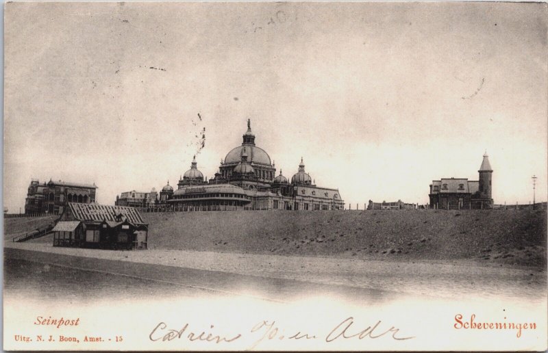 Netherlands Scheveningen Seinpost Vintage Postcard C172