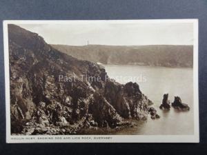 Channel Islands: GUERNSEY Moulin Huet shows Dog & Lion Rock Old PC by B.B.London
