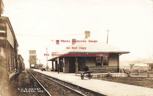 Depot, Missouri, Odessa, RPPC, Chicago & Alton Railroad Station, 1915 PM