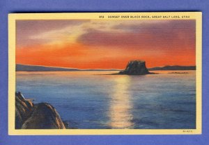 Black Rock, Utah/UT Postcard, Stunning Sunset On Great Salt Lake