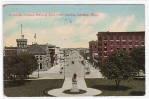 Michigan Avenue Lansing Michigan 1915 postcard