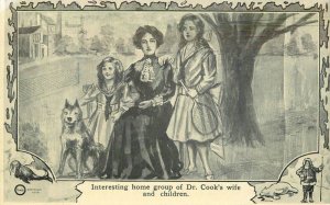 1908 Arctic explorer Dr. Cook's Wife Children artist impression Postcard 22-8661