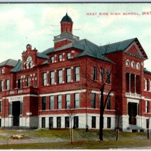 c1910s Waterloo, IA City Old West Side High School Building Early Postcard A61