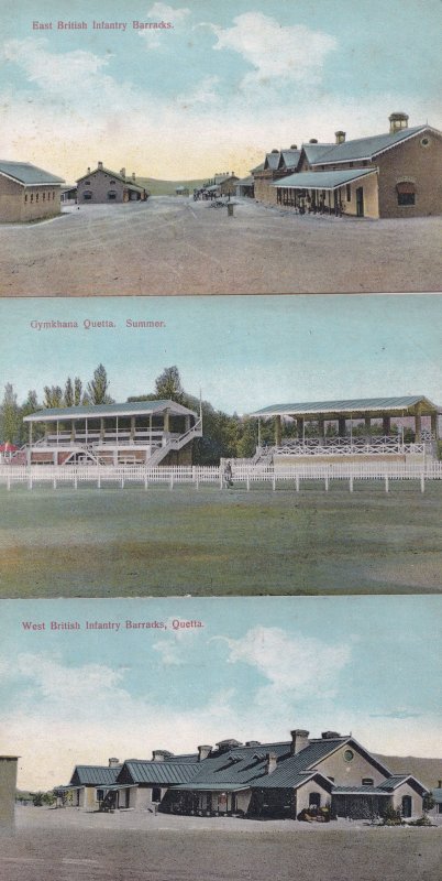 Quetta Pakistan British Barracks Gymkhana 3x Old Postcard s