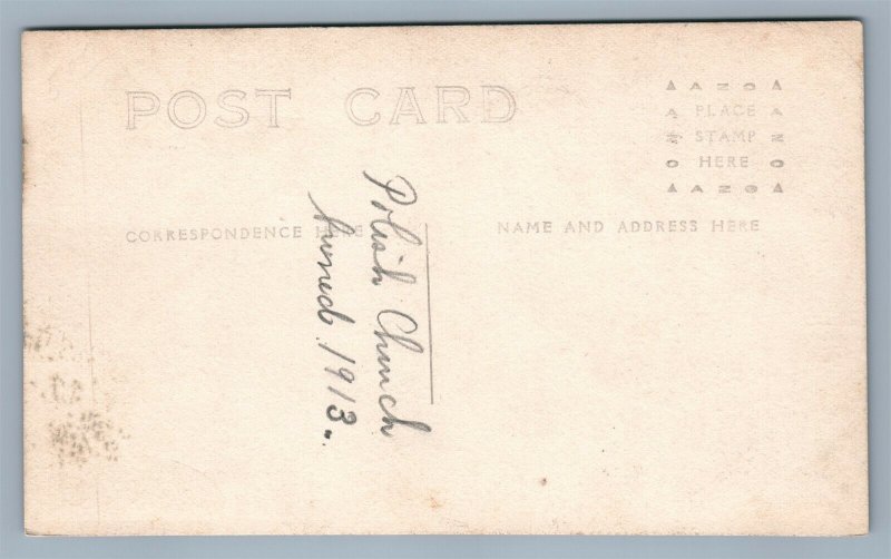 POLISH CHURCH 1913 FIRE ANTIQUE REAL PHOTO POSTCARD RPPC