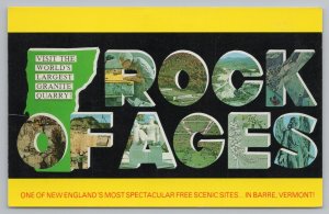 Barre Vermont~Rock of Ages Greeting Card View in Each Letter~Vintage Postcard 