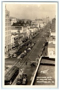 c1940's Hollywood Blvd Highland Ave Brookwell Hollywood CA RPPC Photo Postcard