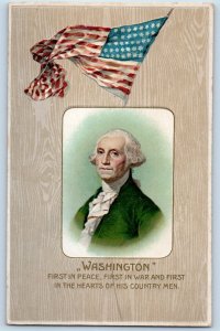 George Washington Postcard Portrait Patriotic Flag Winsch Back c1910's Antique