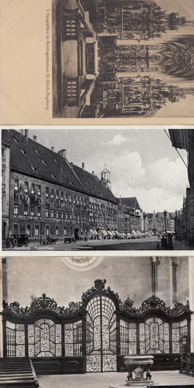 Augsburg Fuggerhaus RPC St Ulrich 3x German Religious Postcard s