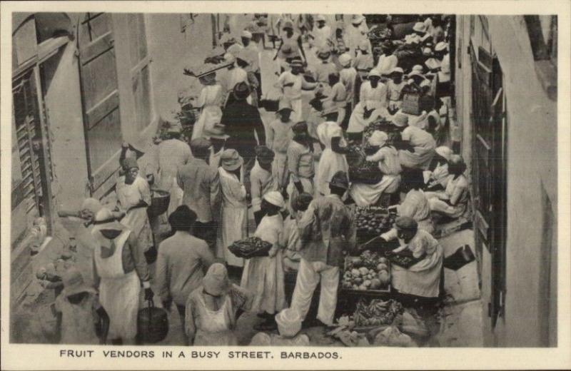 Barbados Fruit Vendors Street Scene c1915 Postcard