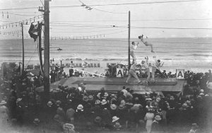 Hampton Beach NH Acrobats Ocean Side View, Real Photo Postcard