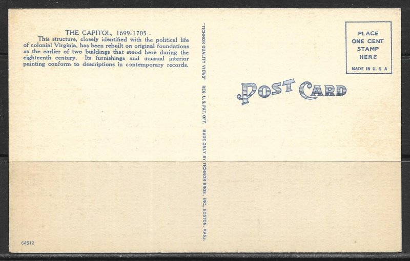 Virginia, Williamsburg - The Capitol - [VA-278]
