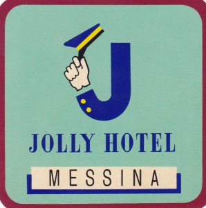 Italy Messina Jolly Hotel Vintage Luggage Label sk2297