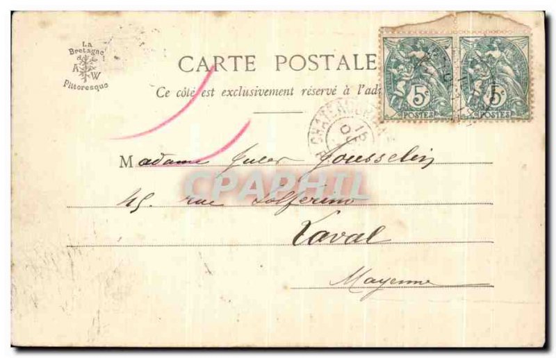 Old Postcard From Around Brest Lighthouse Portzic White House Beach