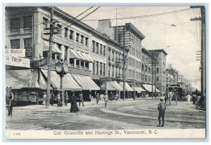 Corner Granville And Hastings St. Vancouver British Columbia Canada Postcard