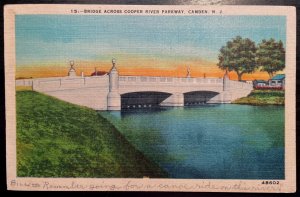 Vintage Postcard 1944 Baird Street Bridge across Cooper River Pkwy, Camden, NJ