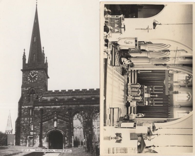 Wednesbury Church Clock Staffs 2x RPC Photo & Postcard s