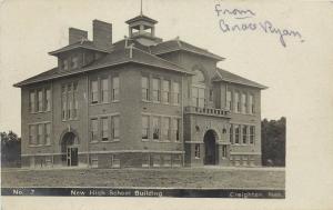 c1908 RPPC; New High School Building Creighton NE Olson Photo No.7 Knox County