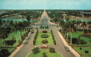 Vintage Postcard Panoramic View Hotel Across Highway Hollywood Beach Florida Fla