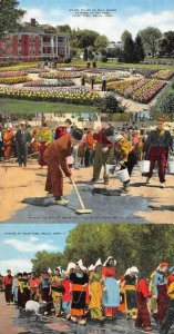 PELLA, Iowa IA   TULIP TIME  Aged Home~Street Scrub~Parade *3* c1940's Postcards