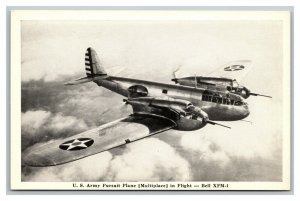 Vintage 1940's Military Postcard  US Army XFM-1 Pursuit Plane with Guns Out