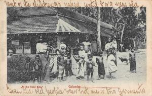 Colombo Ceylon Street Scene Children Antique Postcard J65448