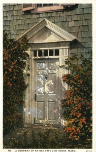 Vintage Postcard 1927 A Doorway Of An Old Cape Cod House Mass. Massachusetts