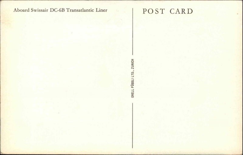 Swissair Airline Map Advertising For DC6B Vintage Air Line Issued
