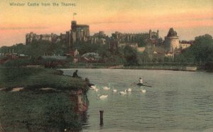 Vintage Postcard Castle From The Thames Windsor England Ernest Marshall Pub. 