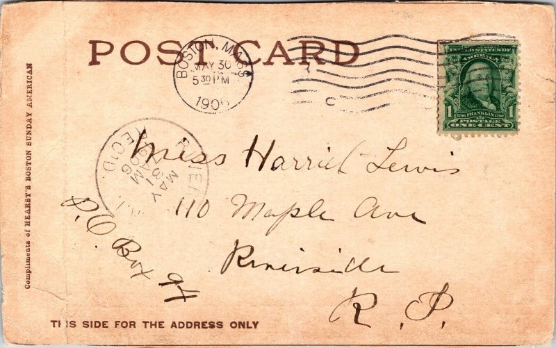 Ruins Church Advent San Francisco Boston Mass Cancel 1906 1c Stamp Postcard
