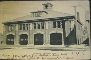 LEOMINSTER MA Fire Station c1905 Postcard