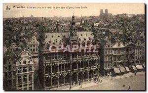 Brussels Old Postcard Panorama taken from & # City 39Hotel to the & # 39eglis...