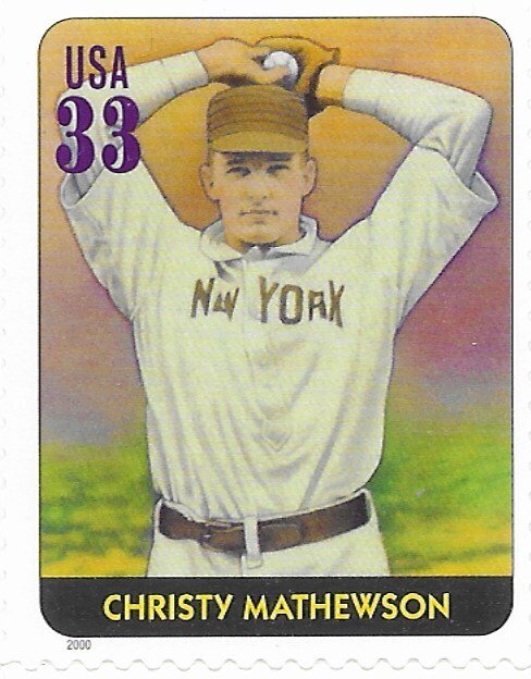 US unused Legends of Baseball stamped card and MNH Stamp #3408c. C. Mathewson