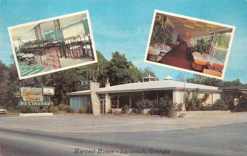 HARVEST HOUSE US 17 SOUTH OF SAVANNAH GEORGIA POSTCARD 1967