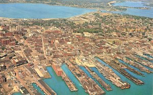 Portland ME Aerial View Probably Early 1950's, postcard