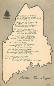 Maine Travelogue Map Postcard ME 195?