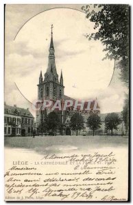 Belgie Belgium Liege Old Postcard The Cathedral and the St paul