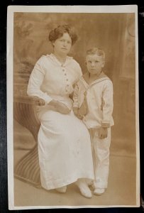 Vintage Postcard 1907-1920's Mother & Son, Atlantic City, NJ *Real Photo Card*