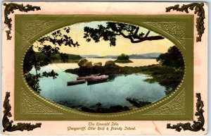 c1910s Emerald Isle Glengarriff Otter Rock Brandy Island Border GEL Postcard A80