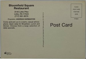 Lititz PA Pennsylvania Bloomfield Square Restaurant 1950s Exterior View Postcard