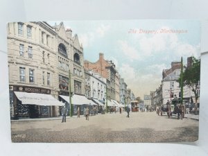 The Drapery Northampton Wooding Bros Store Tram Policeman Antique Postcard c1910