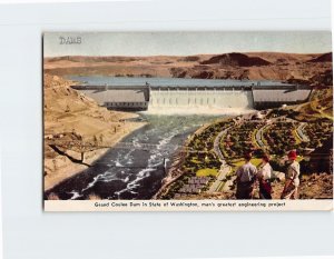 Postcard Grand Coulee Dam, mans greatest engineering project, Washington