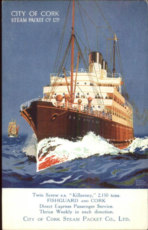 Steamship Poster Art SS Killarney Fishguard City of Cork Steam Packet Co PC